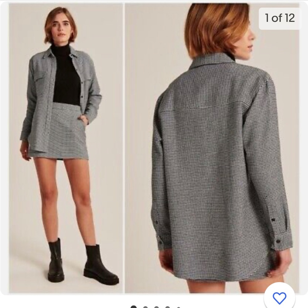 A & F Houndstooth oversized flannel shirt jacket